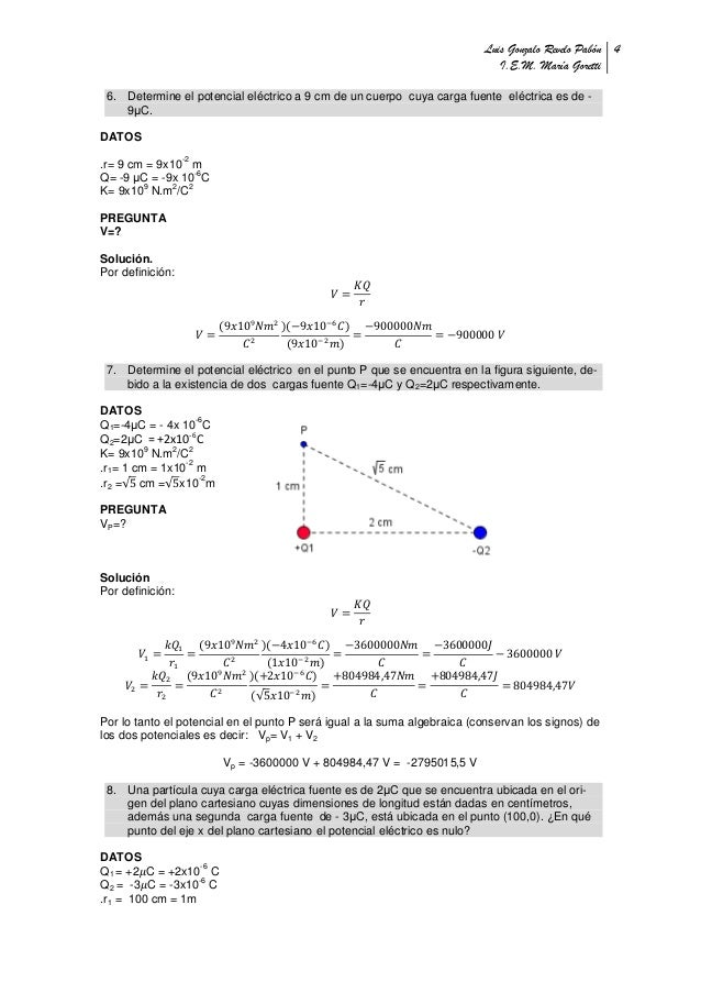 potencial electrico ejercicios resueltos